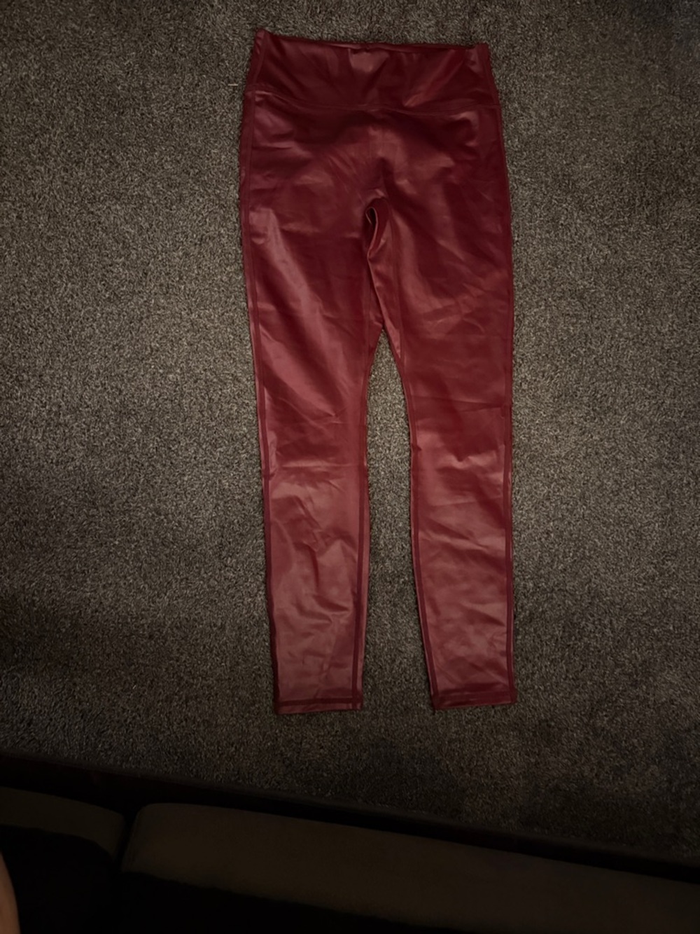 Fabletics Motion365+ Faux Leather Leggings in Burgundy